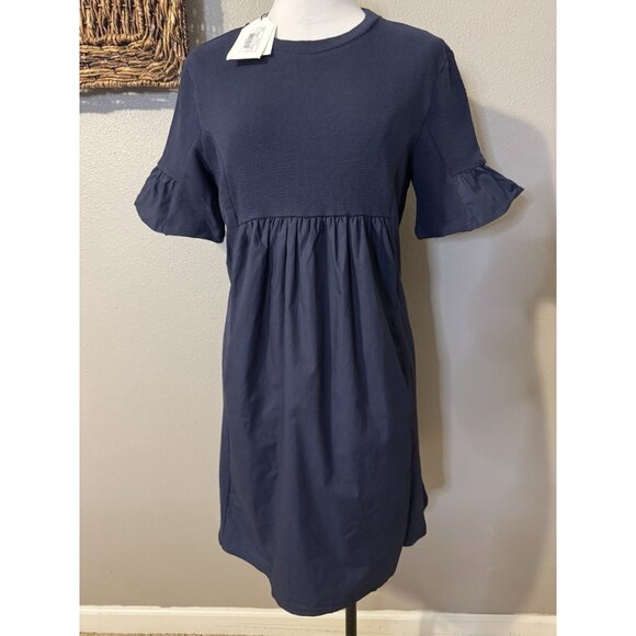 English Factory Dress S Navy Blue Babydoll T Shirt Short Sleeve Washable NWT - Picture 15 of 15